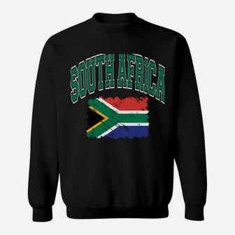 South Africa Varsity Lettering With Paintbrush Style Flag Sweatshirt | Crazezy