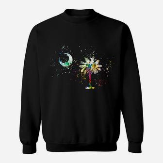 South Carolina Flag Palmetto Tree And Moon Colorful Design Sweatshirt Sweatshirt | Crazezy CA