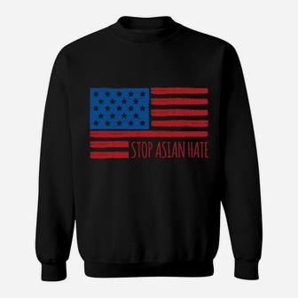Stop Asian Hate Usa American Flag Aapi Community Love Pride Sweatshirt Sweatshirt | Crazezy UK
