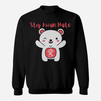 Stop Asian Hate With Love Kanji Bear Sweatshirt | Crazezy
