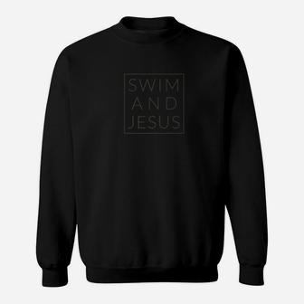 Swim And Jesus Fun Minimal Swimming Workout Sweatshirt | Crazezy