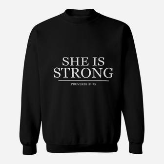 Tcombo She Is Strong Proverb Workout Gym Exercise Sweatshirt | Crazezy