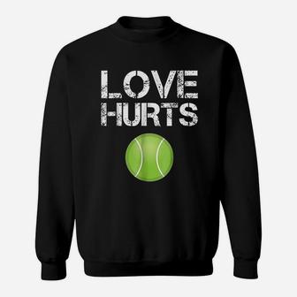 Tennis Player Gifts Love Hurts Funny Tennis Ball Sweatshirt | Crazezy UK