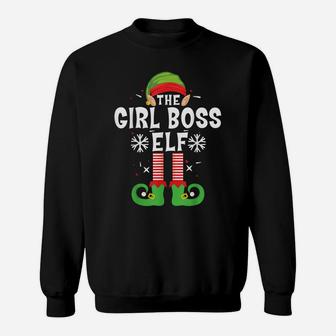 The Girl Boss Elf Christmas Family Matching Pajamas Bossy Sweatshirt | Crazezy UK
