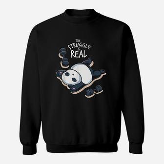 The Struggle Is Real Funny Gym Workout Panda Sweatshirt | Crazezy