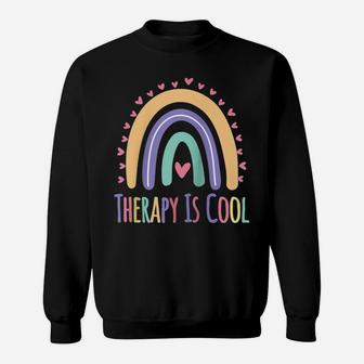 Therapy Is Cool Self Care Mental Health Awareness Gift Women Raglan Baseball Tee Sweatshirt | Crazezy
