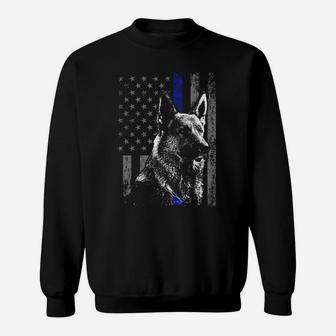 Thin Blue Line Flag K9 Shirt German Shepherd Police Dog Gift Sweatshirt | Crazezy DE