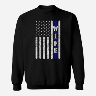 Thin Blue Line T Shirt Police Wife Vintage American Flag Sweatshirt | Crazezy CA
