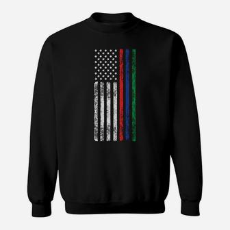 Thin Red Blue Green Line Brothers Police Fire Military Flag Sweatshirt Sweatshirt | Crazezy