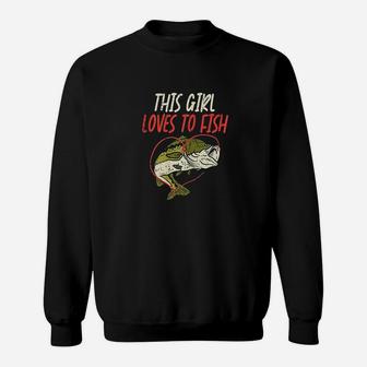 This Girl Loves To Fish Bass Fishing Family Matching Gift Sweatshirt | Crazezy DE