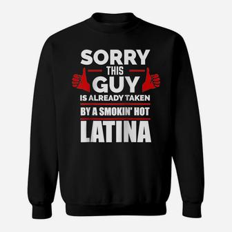 This Guy Is Taken By Smoking Hot Latina Pride Spanish Girl Raglan Baseball Tee Sweatshirt | Crazezy