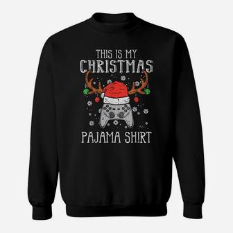This Is My Christmas Pajama Shirt Gamer Xmas Pjs Boys Men Sweatshirt | Crazezy