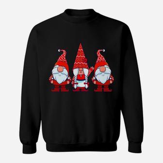 Three Gnomes In Red Costume Christmas Cute Holiday Xmas Gift Sweatshirt Sweatshirt | Crazezy