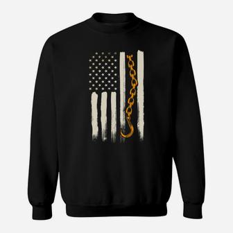 Tow Truck Driver Gifts American Flag Patriotic Towing Sweatshirt | Crazezy