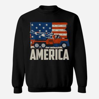 Tow Truck Driver T-Shirt - American Flag With Tow Truck Sweatshirt | Crazezy