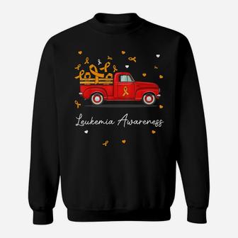 Truck Carrying Orange Ribbon Leukemia Awareness Sweatshirt | Crazezy