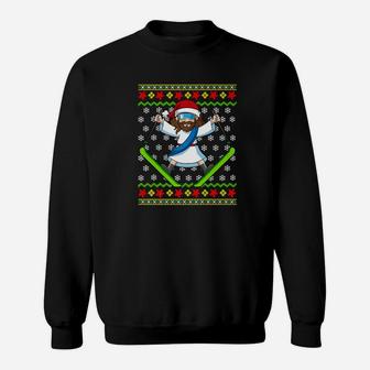 Ugly Christmas Sweater Kids Jesus Skiing Gift Sweatshirt | Crazezy