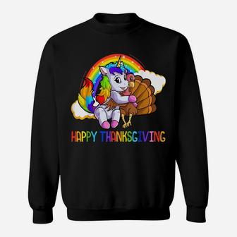 Unicorn Thanksgiving Shirt For Girls Pilgrim Cute Turkey Sweatshirt | Crazezy