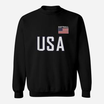 Usa Flag Softball Pocket Team Jersey Gift Top Sweatshirt | Crazezy UK