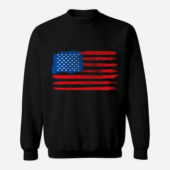 Usa Land Of The Free Distressed American Flag Sweatshirt Sweatshirt | Crazezy