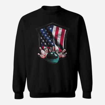 Vintage Bowling T Shirt American Usa Flag Bowling Sweatshirt | Crazezy