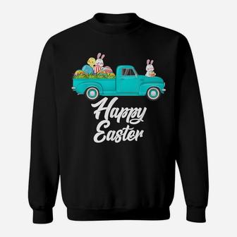 Vintage Easter Truck Bunny Eggs - Red Truck With Egg Hunting Sweatshirt | Crazezy DE