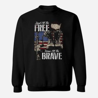 Vintage Land Of The Free Home Of The Brave US Army Veteran Sweatshirt | Crazezy UK