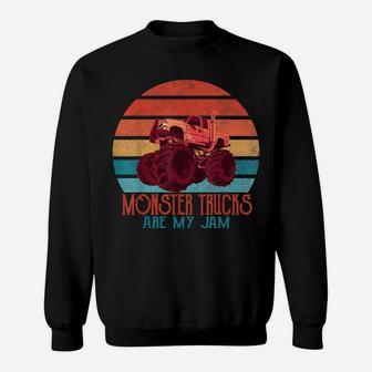 Vintage Monster Truck Are My Jam Kid Monster Truck Birthday Sweatshirt | Crazezy