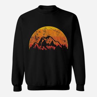 Vintage Mountain Sunset Hiking Gift For Nature Loving Camper Sweatshirt | Crazezy UK