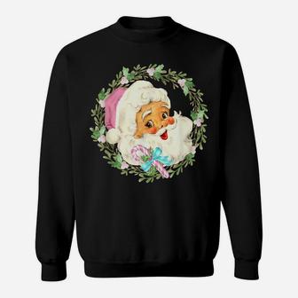 Vintage Pink Santa Claus Pink Christmas Design Sweatshirt | Crazezy