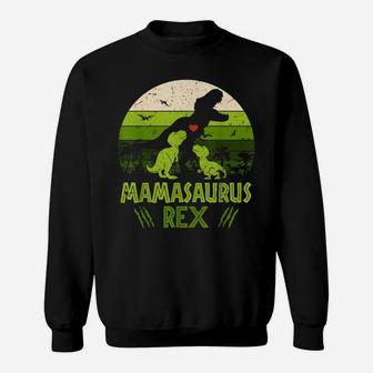 Vintage Retro 2 Kids Mamasaurus Dinosaur Lover Gift Sweatshirt | Crazezy CA