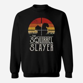 Vintage Sunset Retro Style Squirrel Hunting Squirrel Slayer Sweatshirt | Crazezy