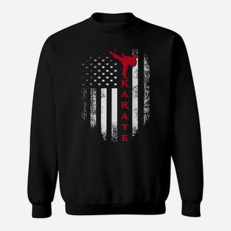 Vintage Usa Red White Karate American Flag Cool Gift Sweatshirt | Crazezy