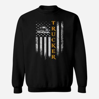 Vintage USA Truck Driver American Flag Patriotic Funny Gift Sweatshirt | Crazezy