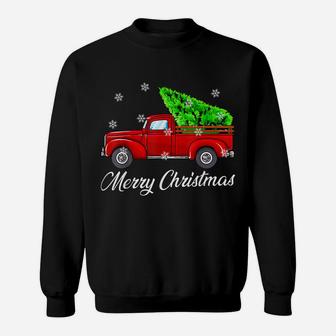 Vintage Wagon Christmas Tree Red Retro Farmer Truck Vacation Sweatshirt | Crazezy UK