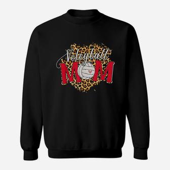 Volleyball Mom Leopard Lover Mother Mummy Supporter Gift Sweatshirt | Crazezy CA