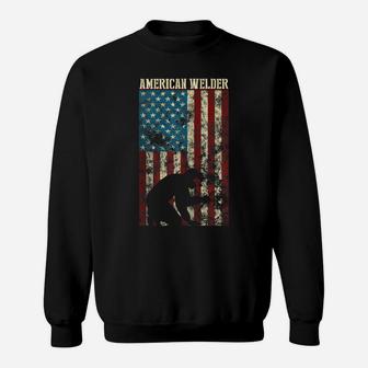 Welding Patriotic Distressed USA American Flag Gift Welder Zip Hoodie Sweatshirt | Crazezy