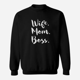 Wife Mom Boss Funny Saying Fitness Gym Sweatshirt | Crazezy UK