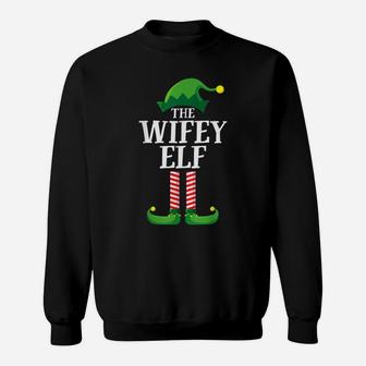 Wifey Elf Matching Group Christmas Couple Party Pajama Wife Sweatshirt | Crazezy