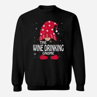 Wine Drinking Gnome Matching Family Group Christmas Party Sweatshirt Sweatshirt | Crazezy
