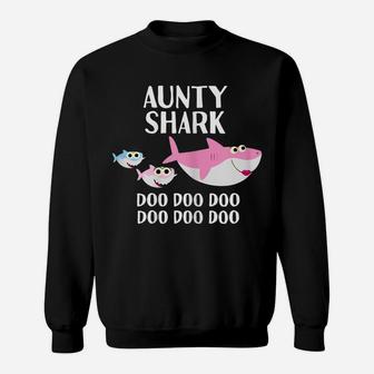 Womens Aunty Shark Doo Doo Christmas Gift Matching Family Pjs & Sweatshirt | Crazezy