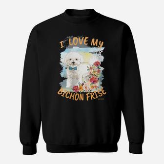 Womens Bichon Frise Dog I Love My Bichon Frise Sweatshirt | Crazezy