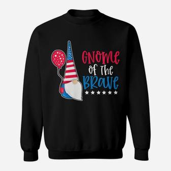 Womens Gnome Of The Brave 4Th Of July Patriotic Red White Blue USA Sweatshirt | Crazezy AU