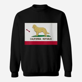 Womens Golden Retriever Funny California State Flag Sweatshirt | Crazezy