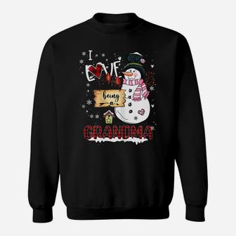 Womens I Love Being A Grandma Snowman Christmas Funny Xmas Sweatshirt | Crazezy