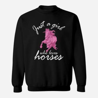 Womens Just A Girl Who Loves Horses Farm Animal Pony Lover Sweatshirt | Crazezy UK