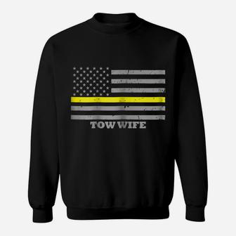 Womens Tow Wife Tow Truck Driver Flag Thin Yellow Line Sweatshirt | Crazezy