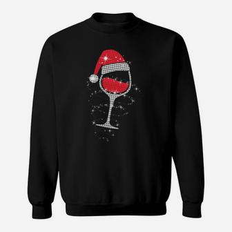 Womens Wine Glasses Santa Hat Christmas Funny Wine Lover Gifts Xmas Sweatshirt | Crazezy AU