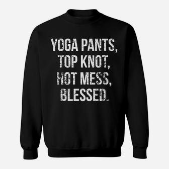 Yoga Pants Blessed Mom Mommy Distressed Vintage Sweatshirt | Crazezy