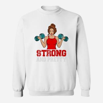 A Strong And Pretty Gymnastic Girl With Dumbbell Sweat Shirt | Crazezy DE